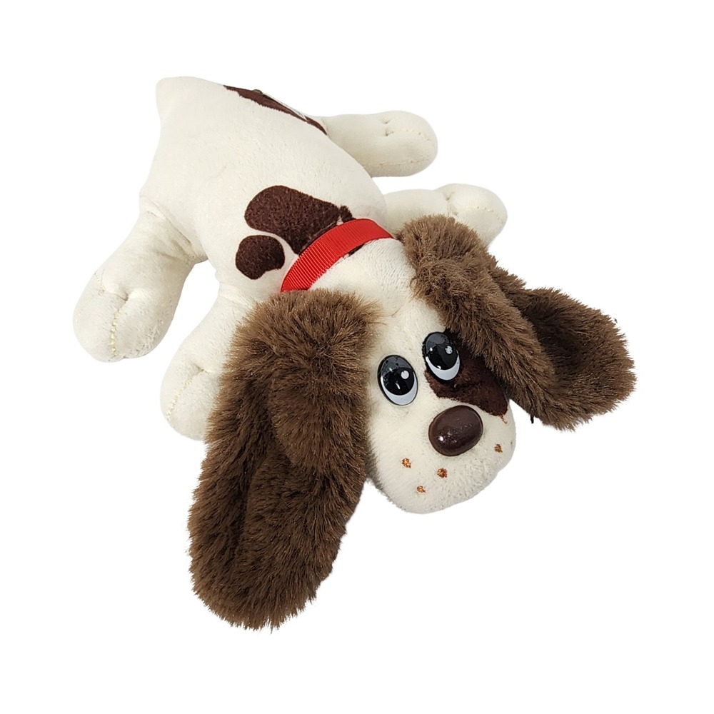 Pound Puppies Plush Dog Stuffed Animal Red‎ Collar Brown Spots